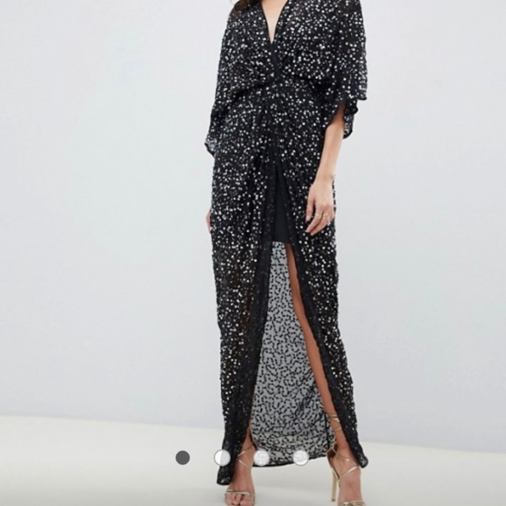 Elegant Black and White Sequin Dress